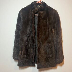 Blackglama Dark Ranch Mink Fur Coat 29” Mid Length Size Medium Brown